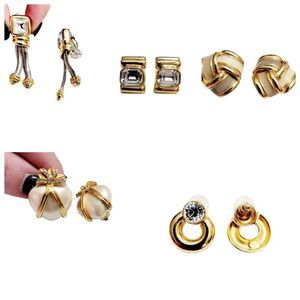 Joan Rivers Vintage Earring lot 5 pairs post clip on Rhinestone gold silver tone